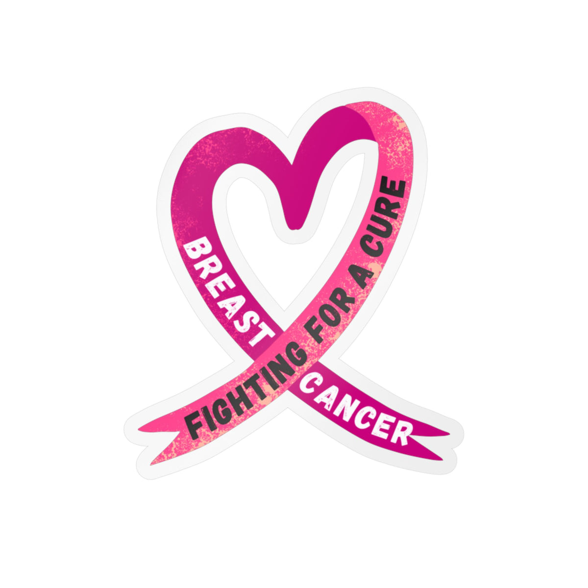 Breast Cancer Awareness Ribbon Kiss-Cut Vinyl Decal – "Fighting for a Cure"