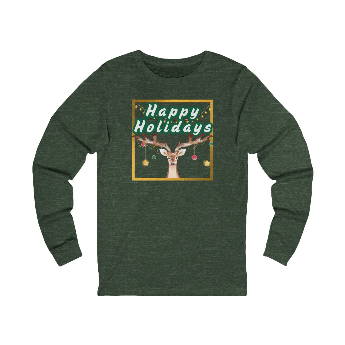 Tee - Long Sleeve (Adult) - Happy Holidays, Deer