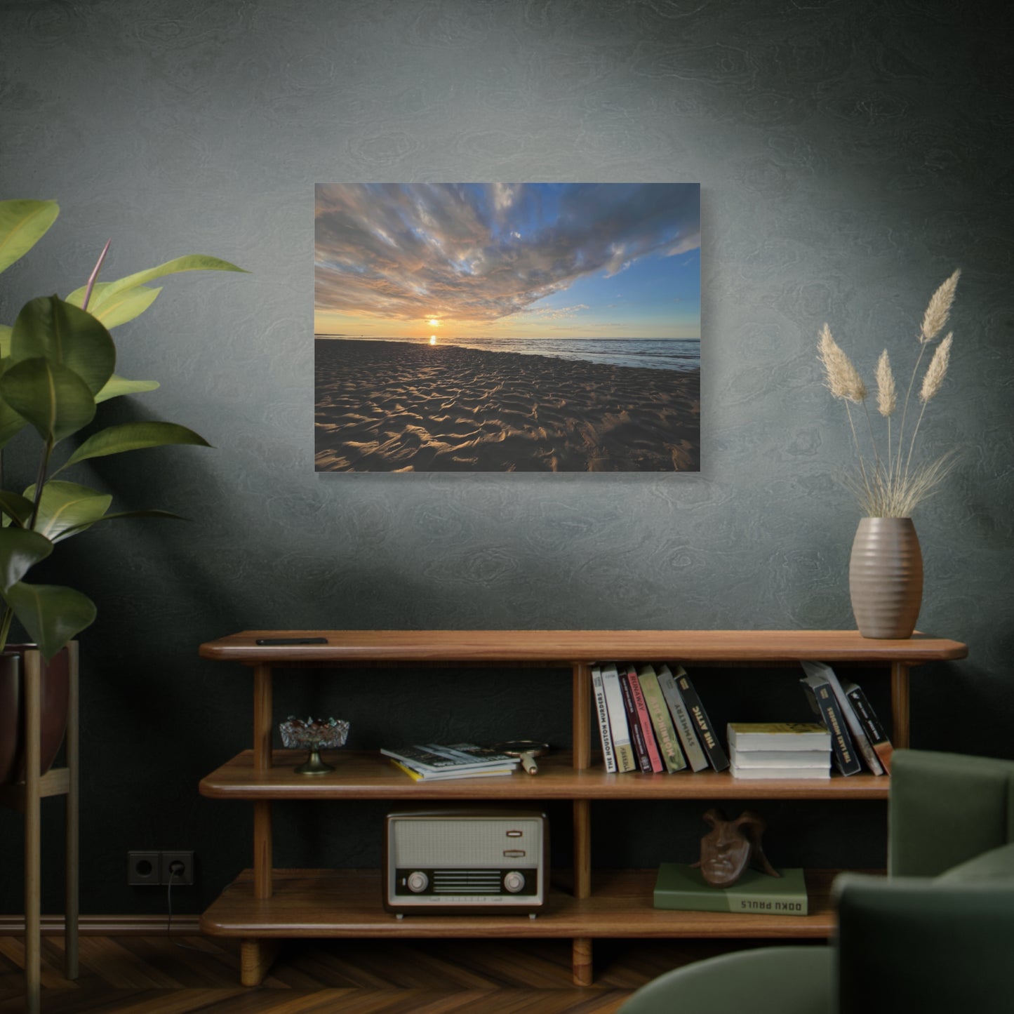 Canvas Print - Sunset Beach Textured Seascape Cape Cod (original photograph by Kind River Studio)
