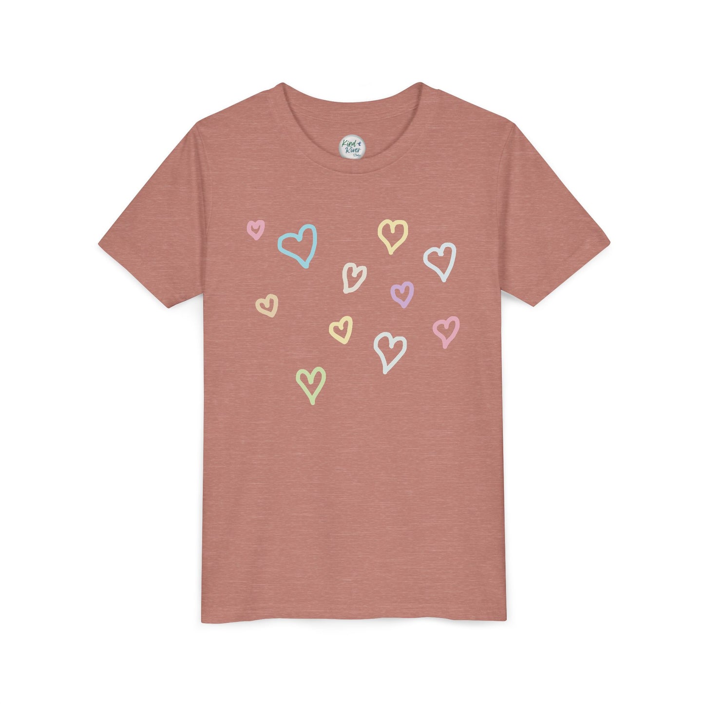 Pastel Hand Drawn Hearts Tee (Youth)