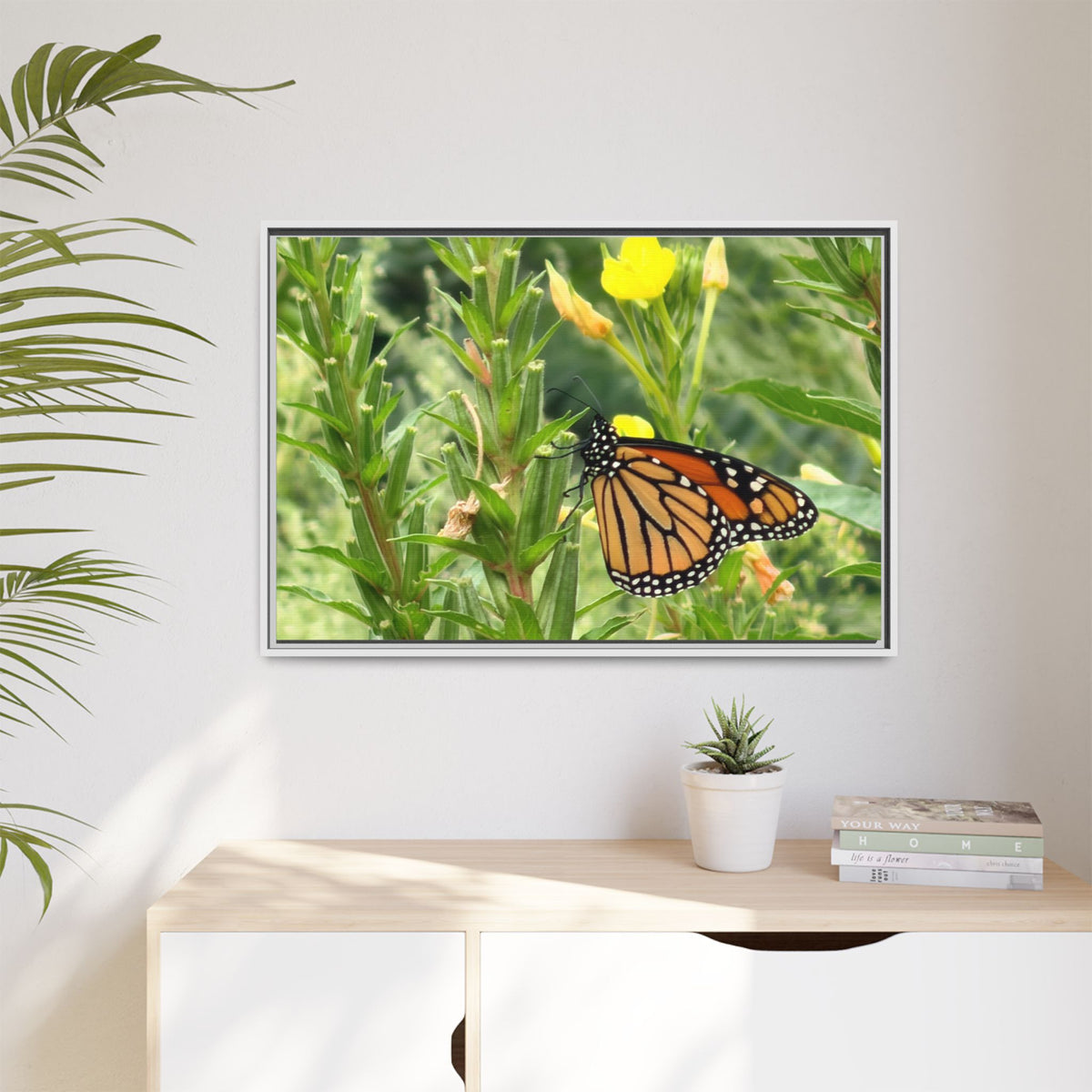 Monarch Butterfly on Wildflowers Canvas Framed Print (original photograph by Kind River Studio)