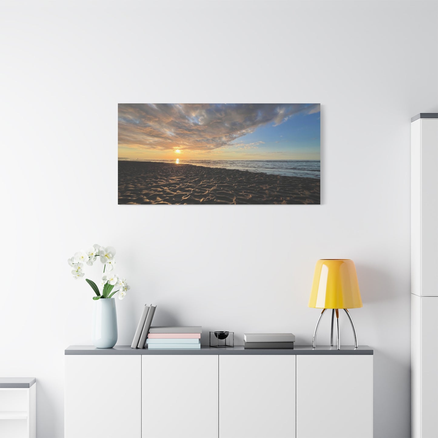 Canvas Print - Sunset Beach Textured Seascape (original photograph by Kind River Studio)