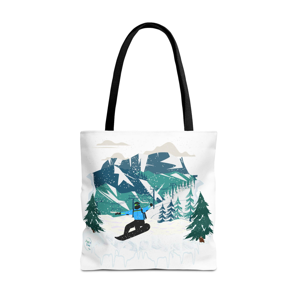 Snowboarder Mountain Tote Bag — Winter Sports Scenic Tote