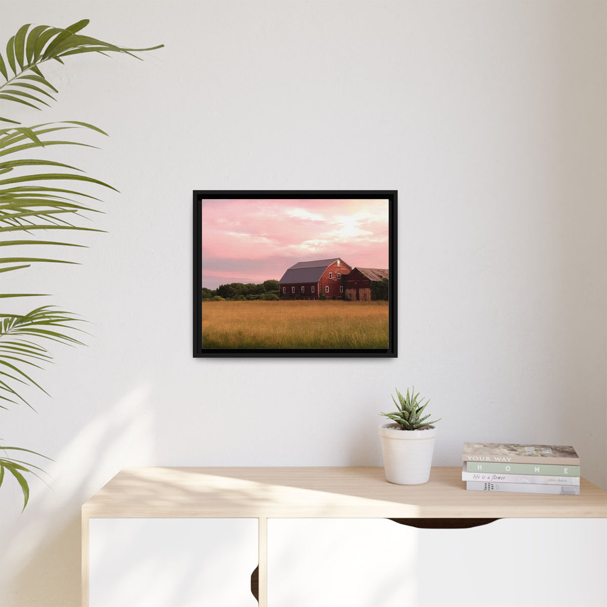 Weathered Barn at Dusk Canvas Framed Print
