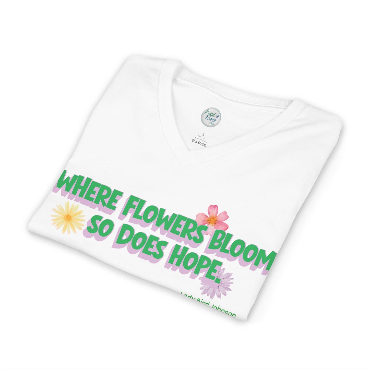 Where Flowers Bloom V-Neck Tee (Adult)