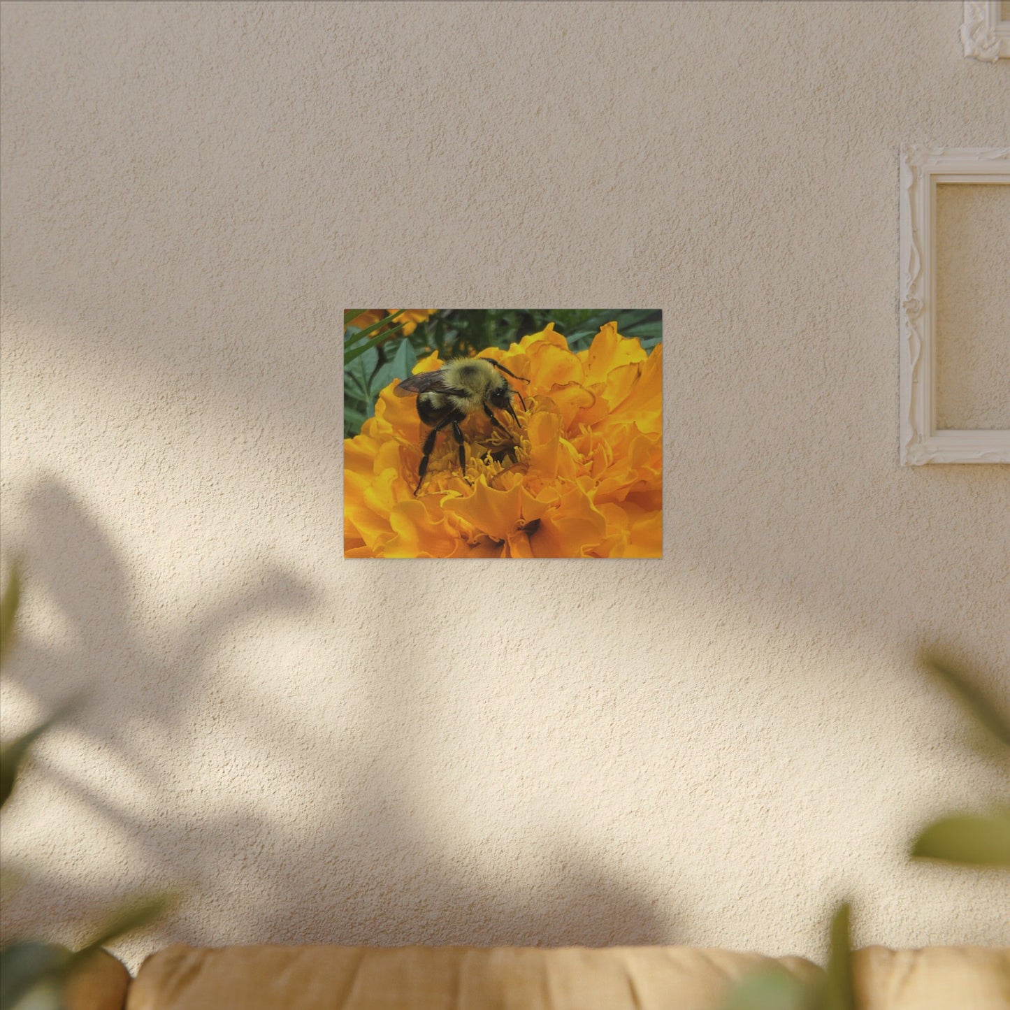 Canvas Print - Bumble Bee on Marigold (original photograph by Kind River Studio)