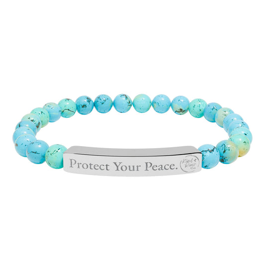 Bracelet - 'Protect Your Peace' Engraved Natural Stone Stretch Bracelet