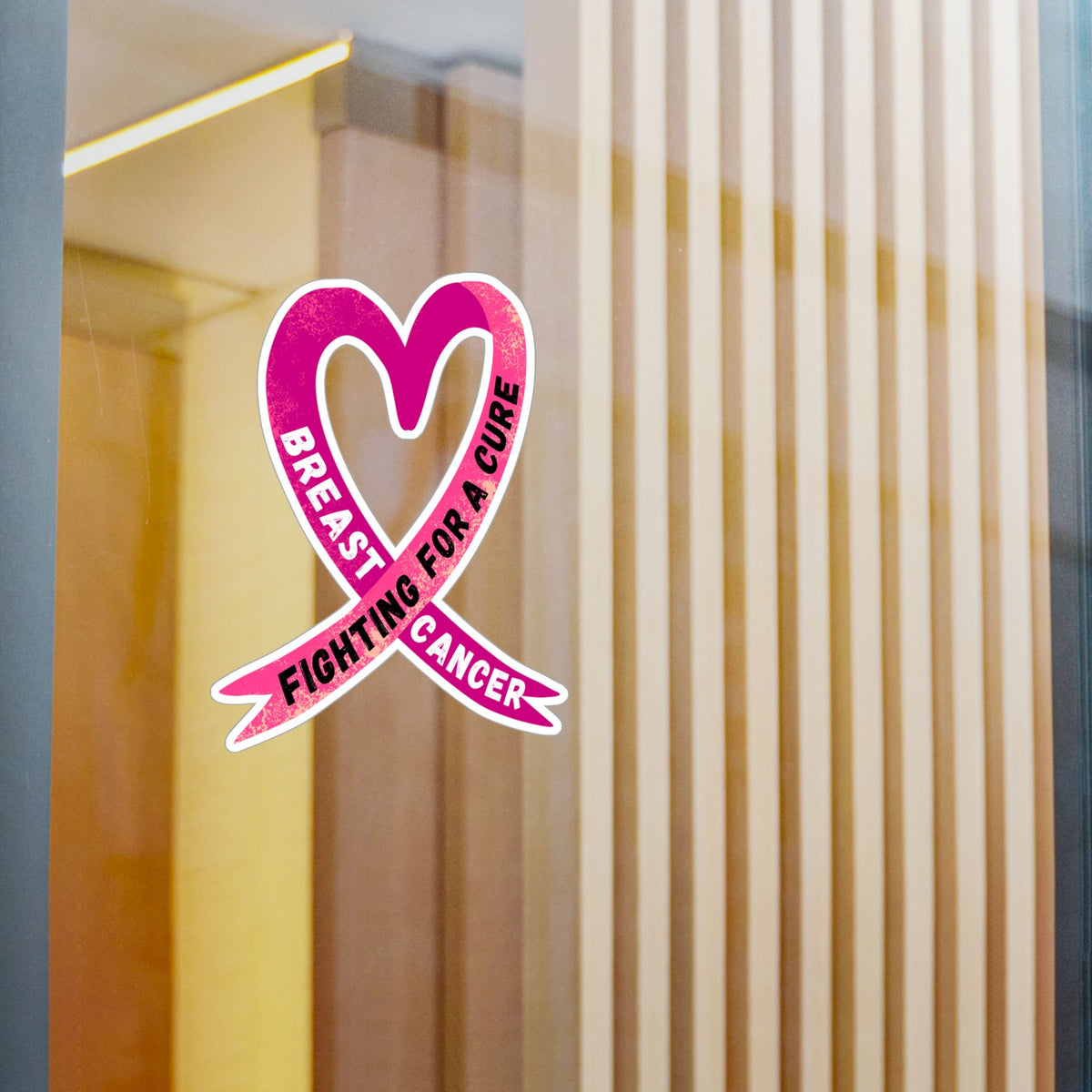 Breast Cancer Awareness Ribbon Kiss-Cut Vinyl Decal – "Fighting for a Cure"