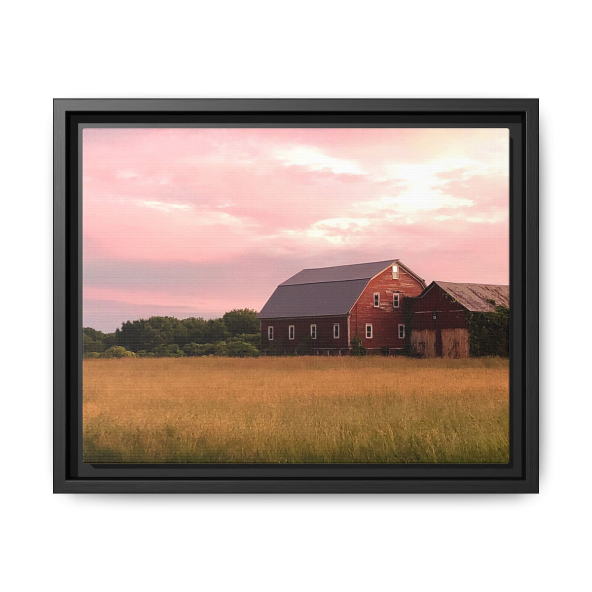 Weathered Barn at Dusk Canvas Framed Print