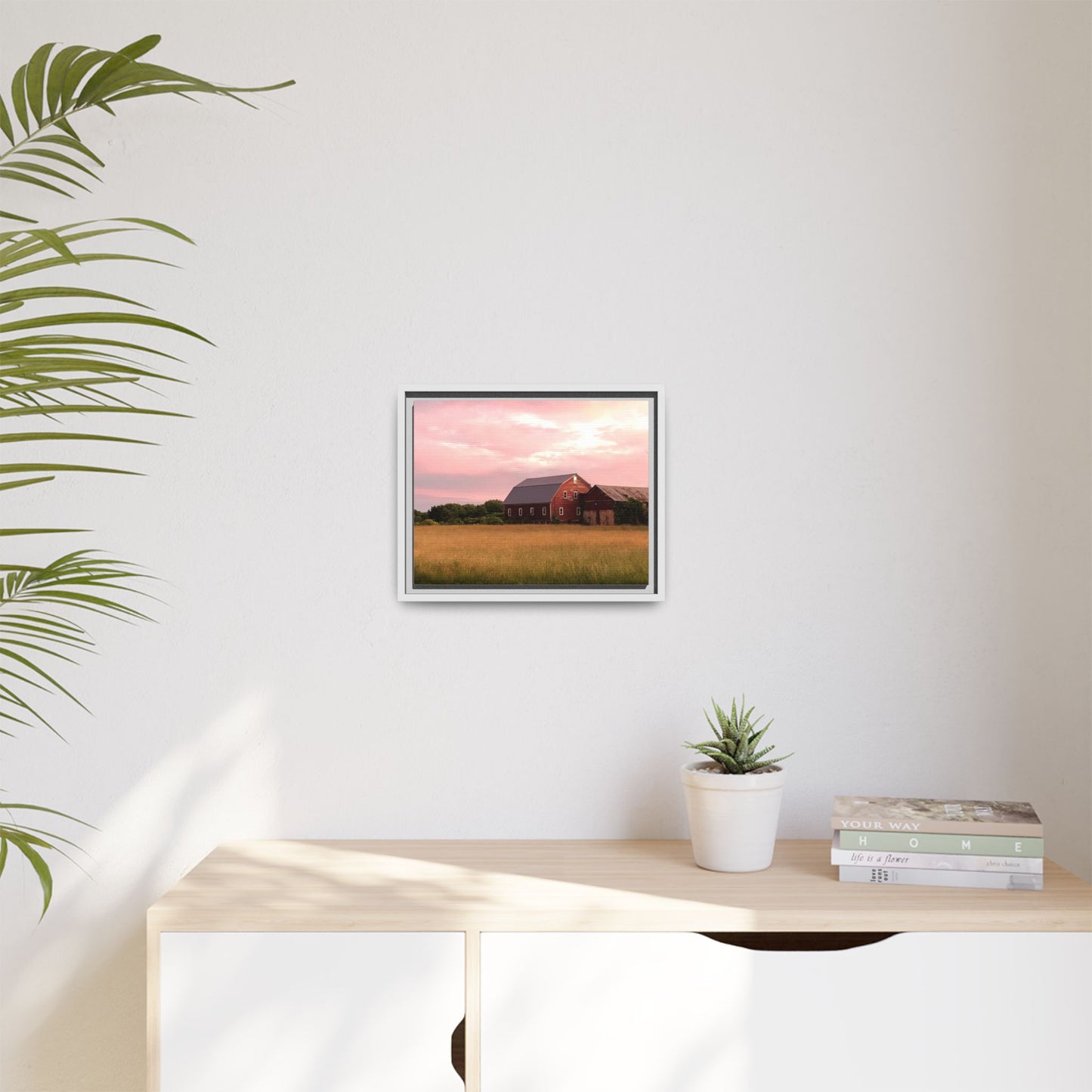 Canvas Print in Frame - Red Barn at Dusk (original photograph by Kind River Studio)