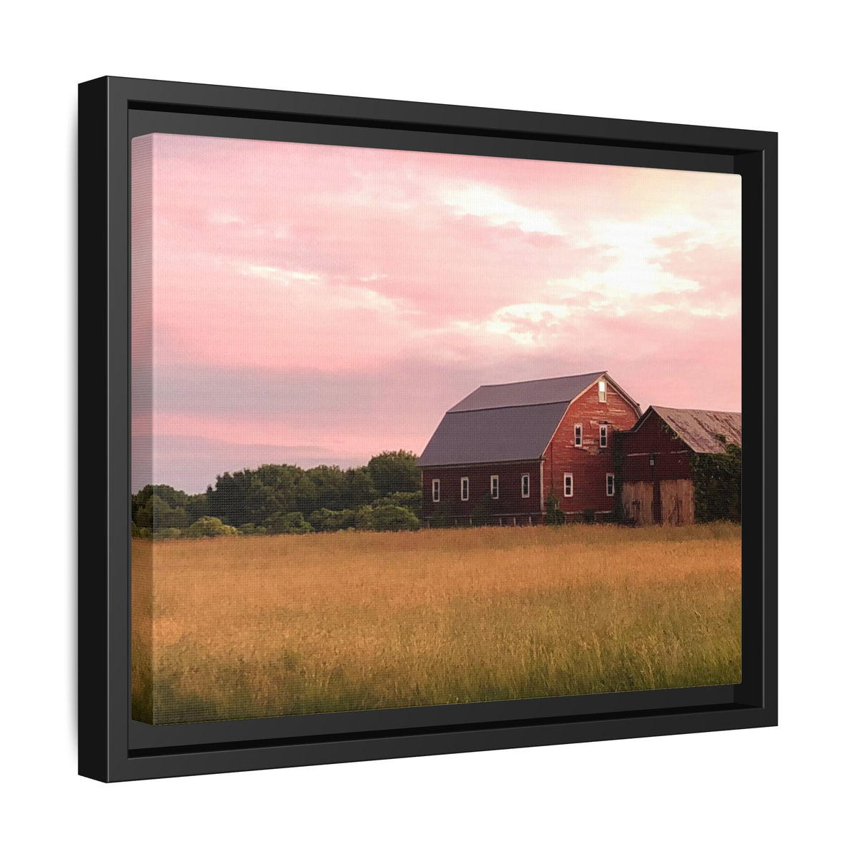 Weathered Barn at Dusk Canvas Framed Print