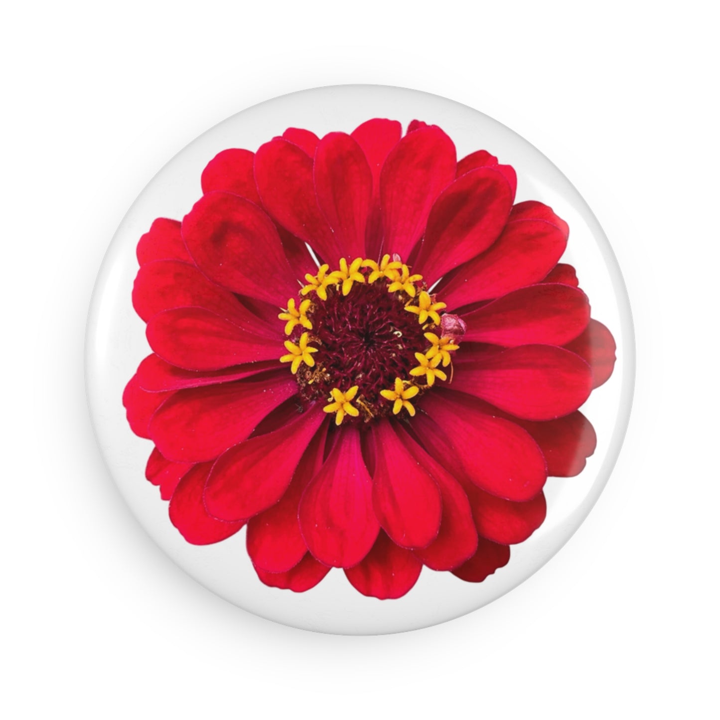 Magnet (Round 2.25") - Red Zinnia
