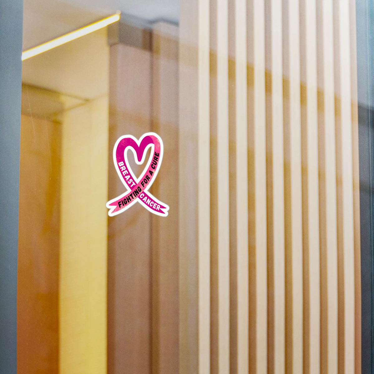 Breast Cancer Awareness Ribbon Kiss-Cut Vinyl Decal – "Fighting for a Cure"
