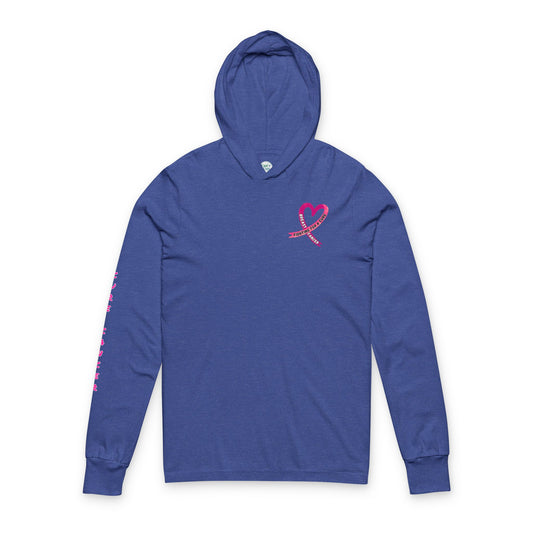 Fighting for a Cure Awareness/Research Hooded Long Sleeve Tee (Adult) — "Funding+Research+Science=Cure"