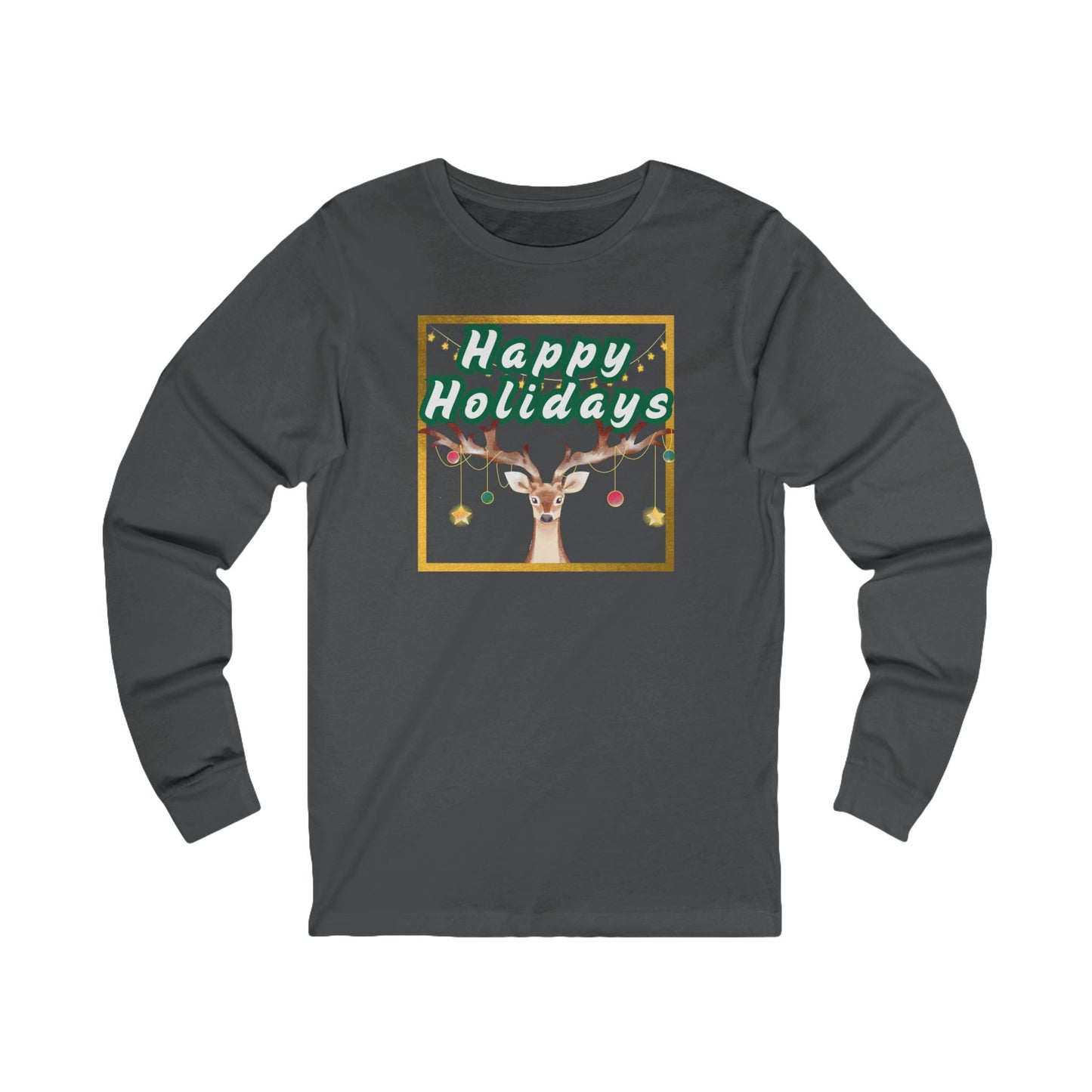 Tee - Long Sleeve (Adult) - Happy Holidays, Deer