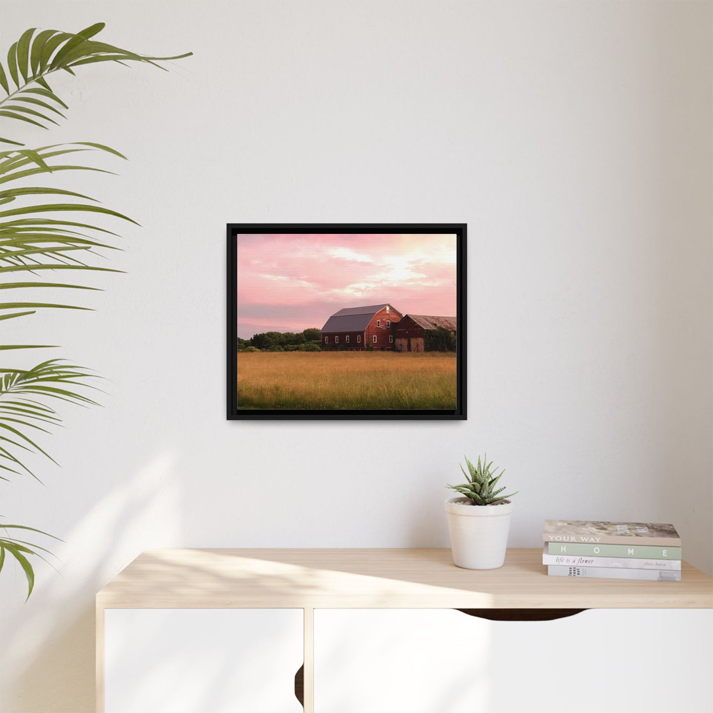 Canvas Print in Frame - Red Barn at Dusk (original photograph by Kind River Studio)