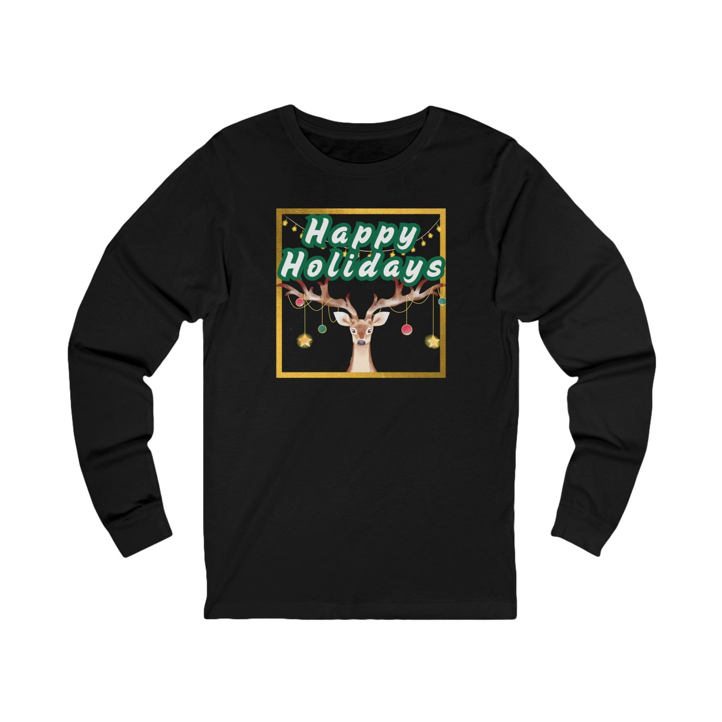 Tee - Long Sleeve (Adult) - Happy Holidays, Deer