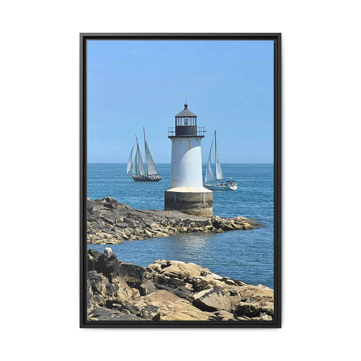 Coastal Lighthouse Canvas Framed Print (original photograph by Kind River Studio)