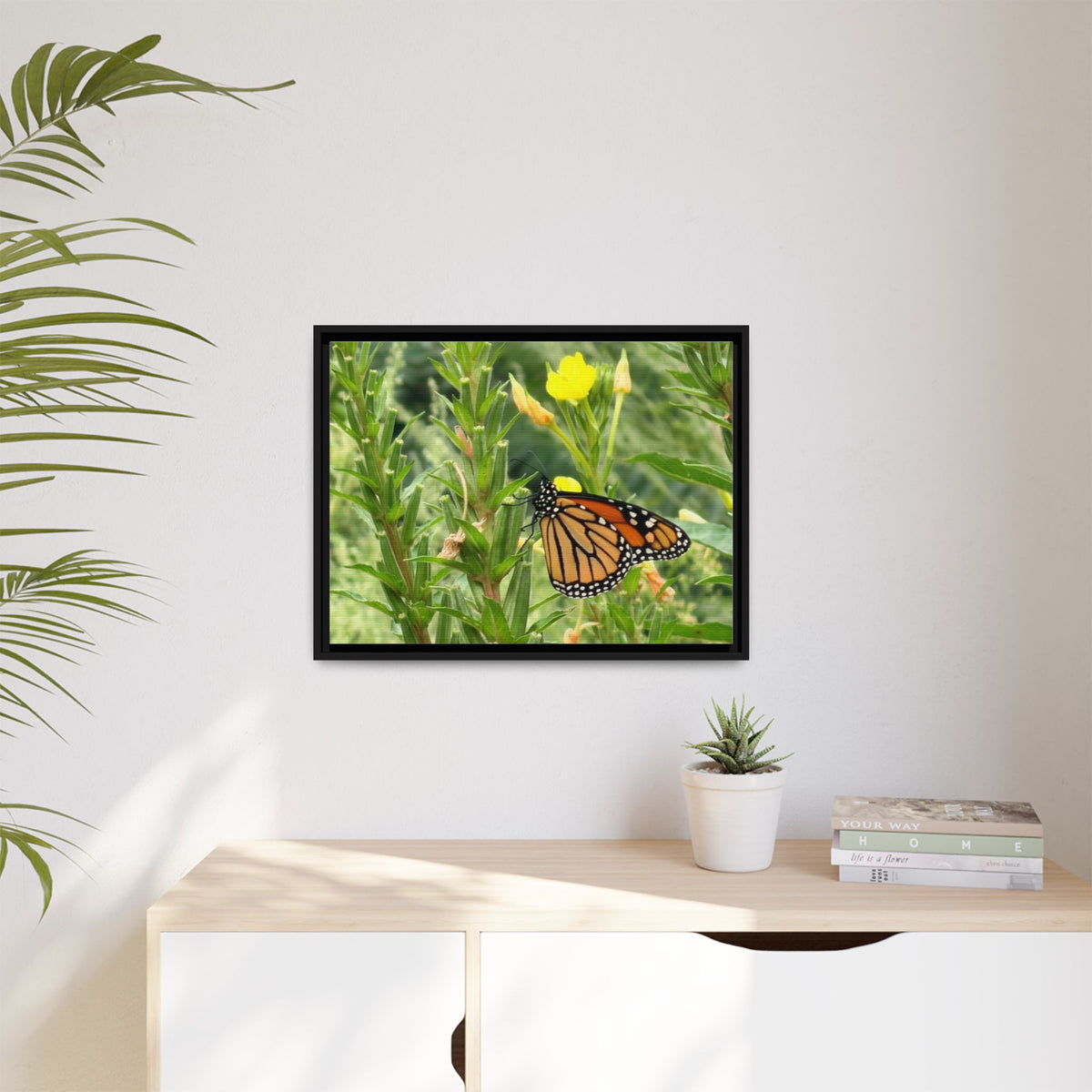 Monarch Butterfly on Wildflowers Canvas Framed Print (original photograph by Kind River Studio)
