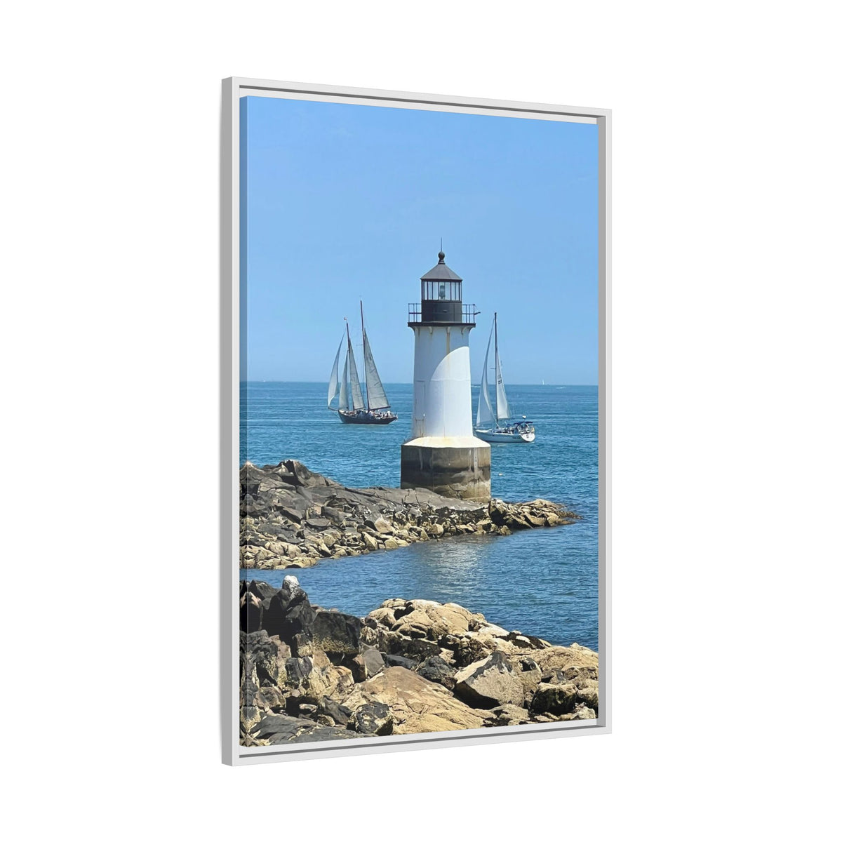 Coastal Lighthouse Canvas Framed Print (original photograph by Kind River Studio)