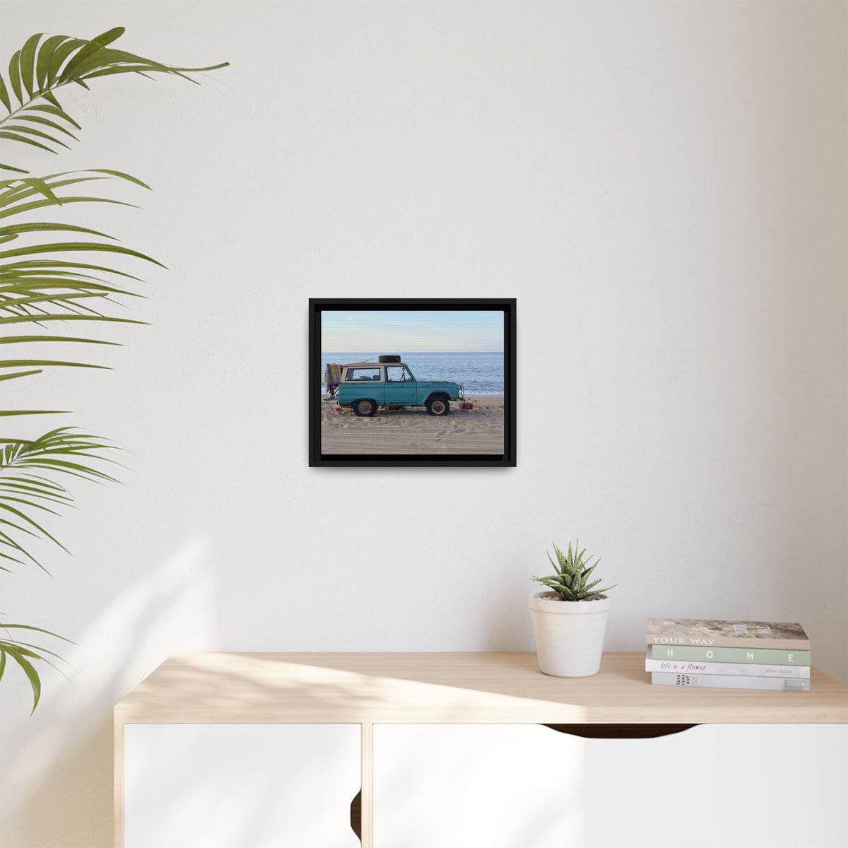 Vintage Beach Bronco Canvas Framed Print (original photograph by Kind River Studio)