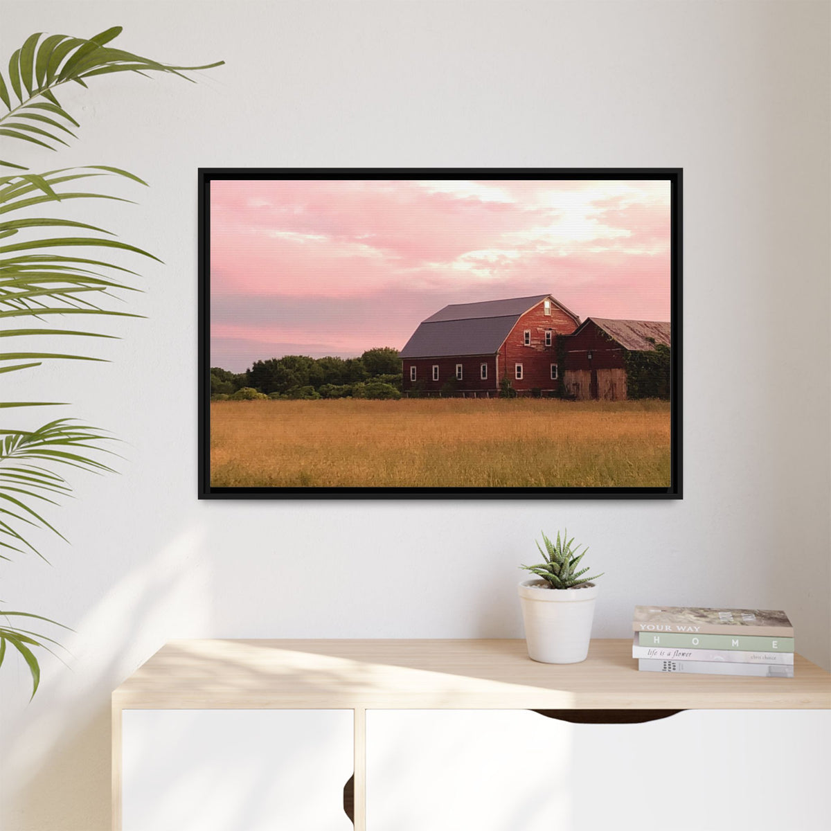 Weathered Barn at Dusk Canvas Framed Print