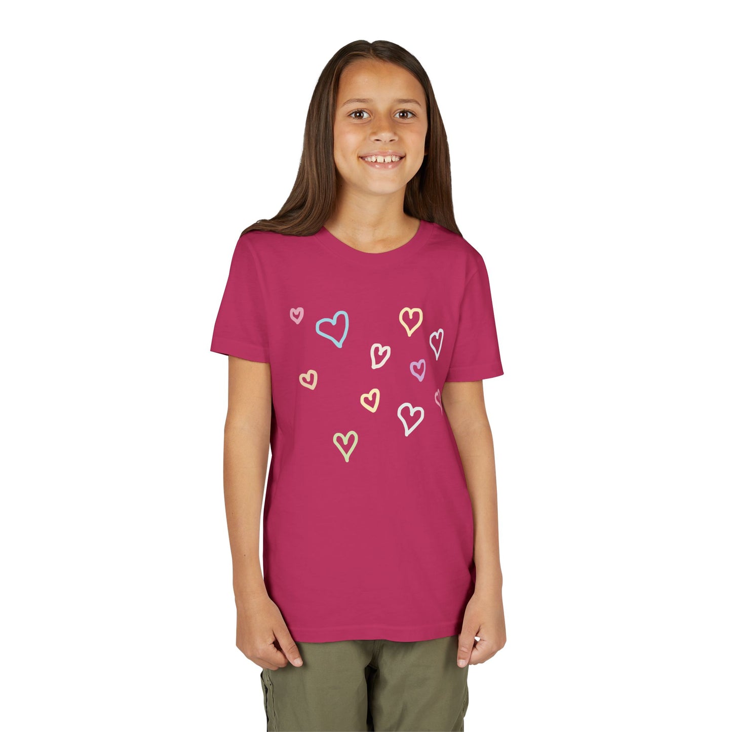 Pastel Hand Drawn Hearts Tee (Youth)