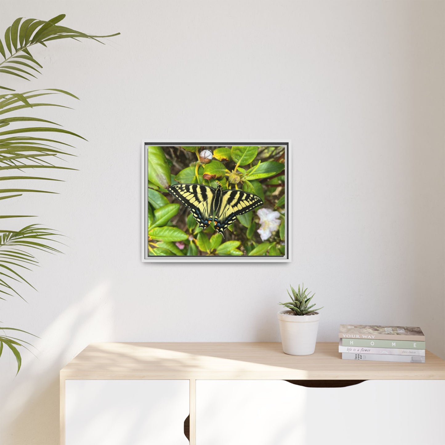 Canvas Print in Frame - Eastern Tiger Swallowtail on Rhodie (original photograph by Kind River Studio)