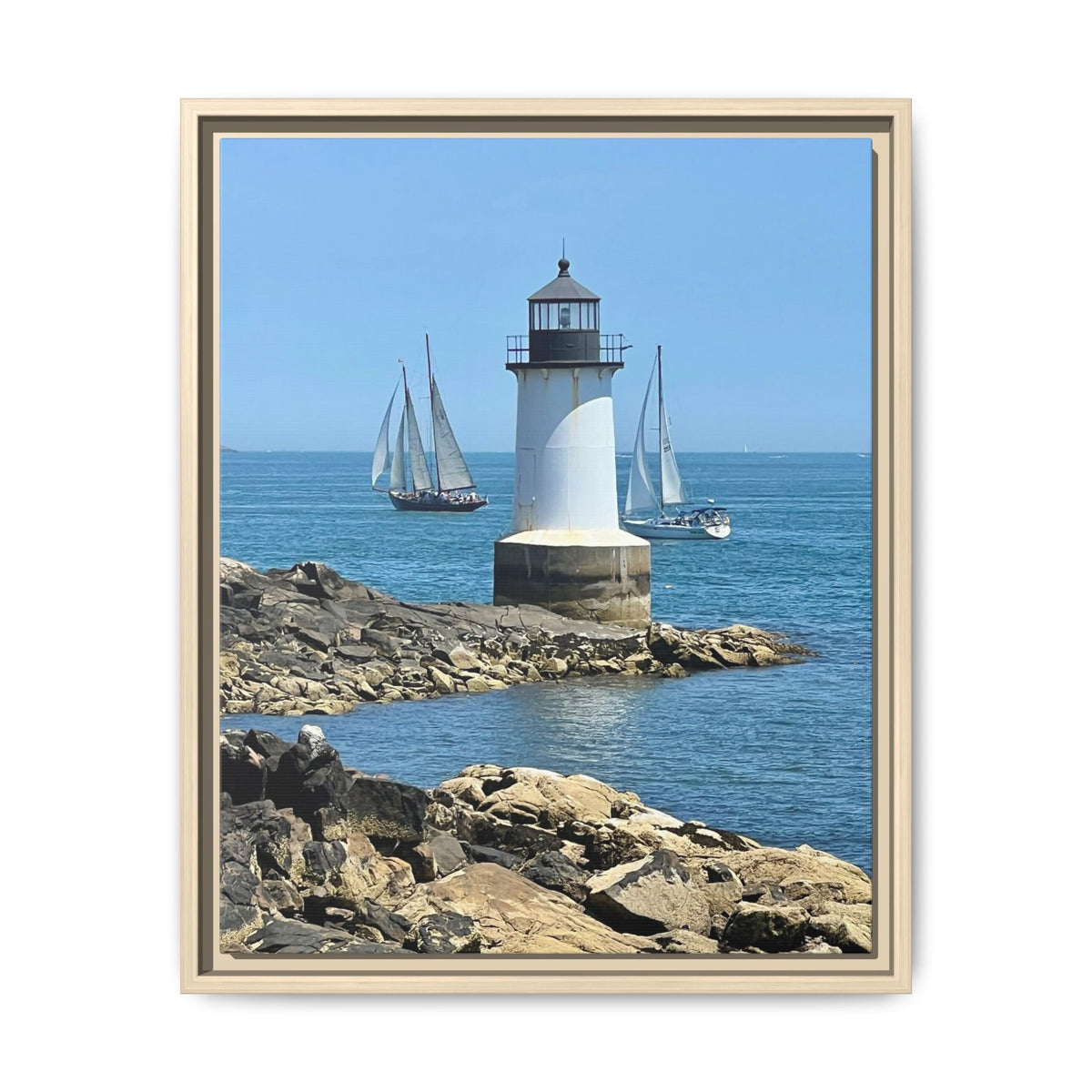 Coastal Lighthouse Canvas Framed Print (original photograph by Kind River Studio)