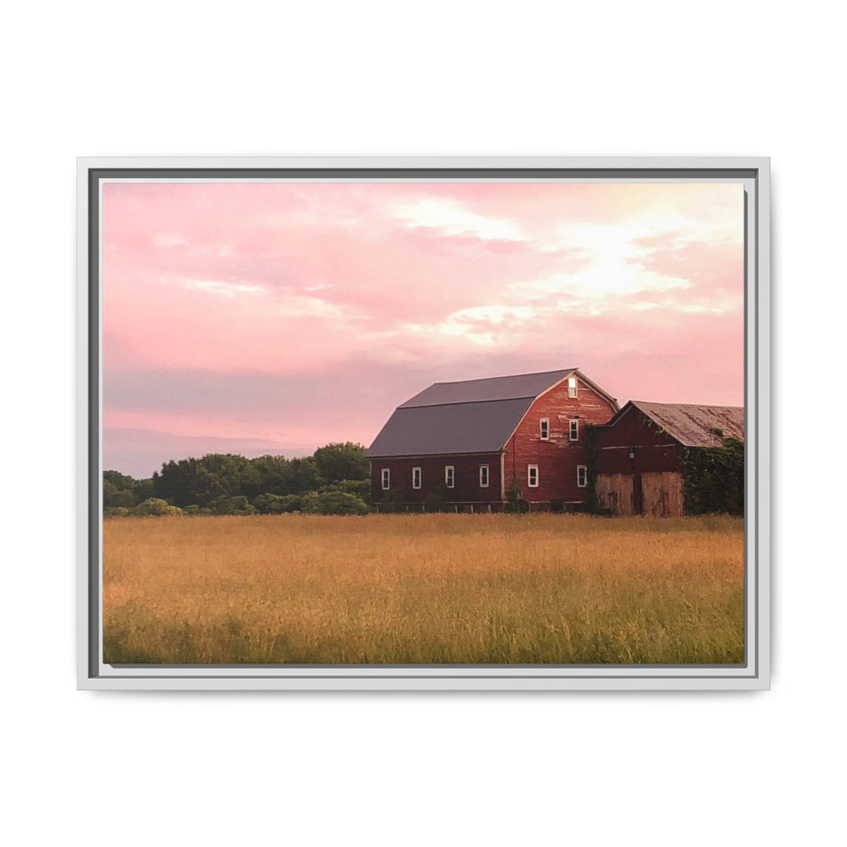 Weathered Barn at Dusk Canvas Framed Print