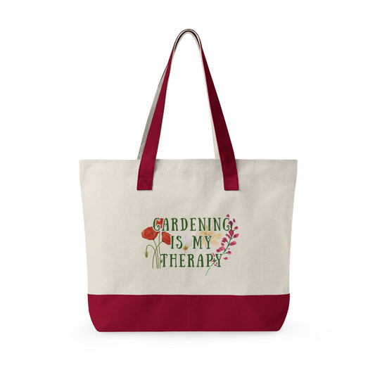 Gardening Therapy Zippered Canvas Tote
