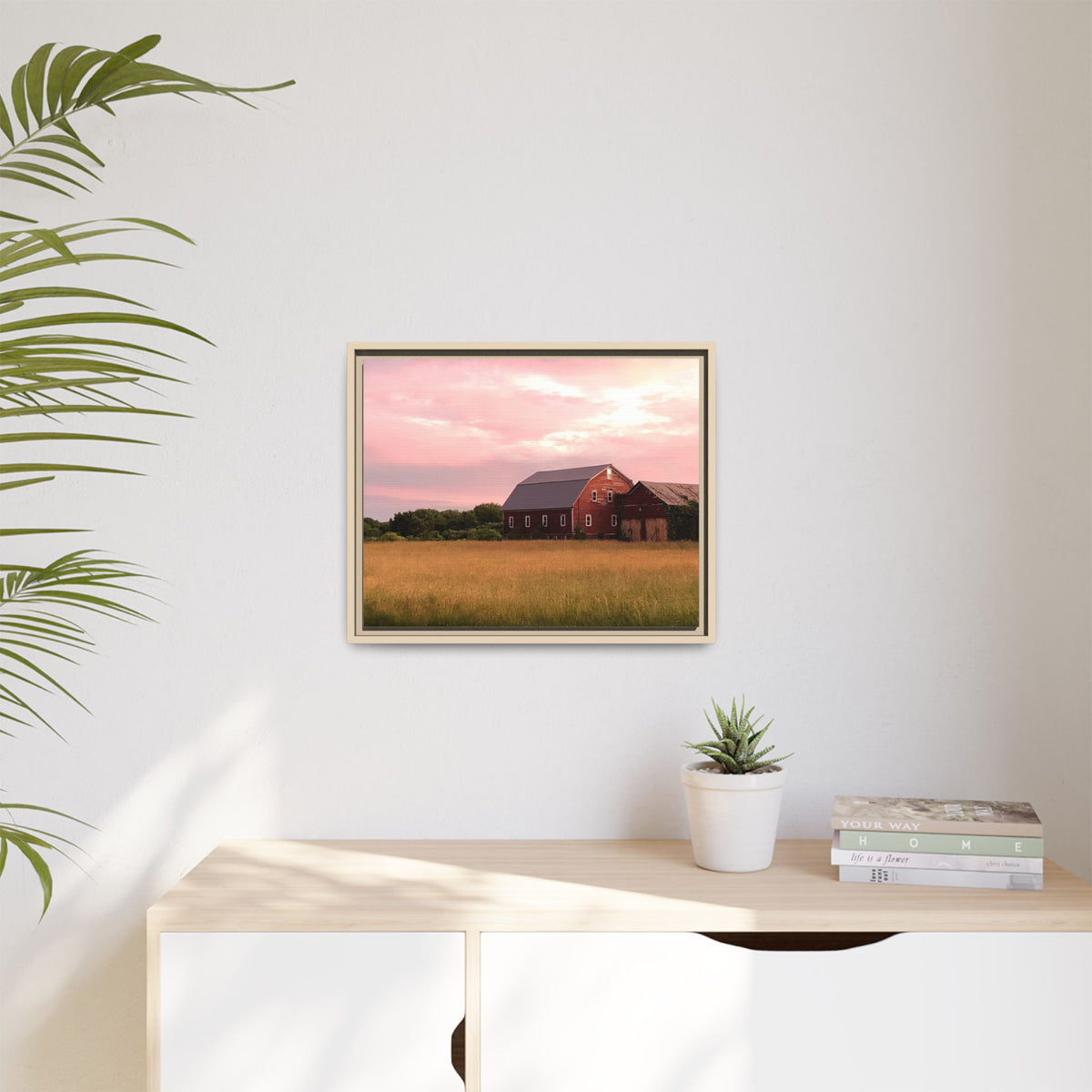 Weathered Barn at Dusk Canvas Framed Print