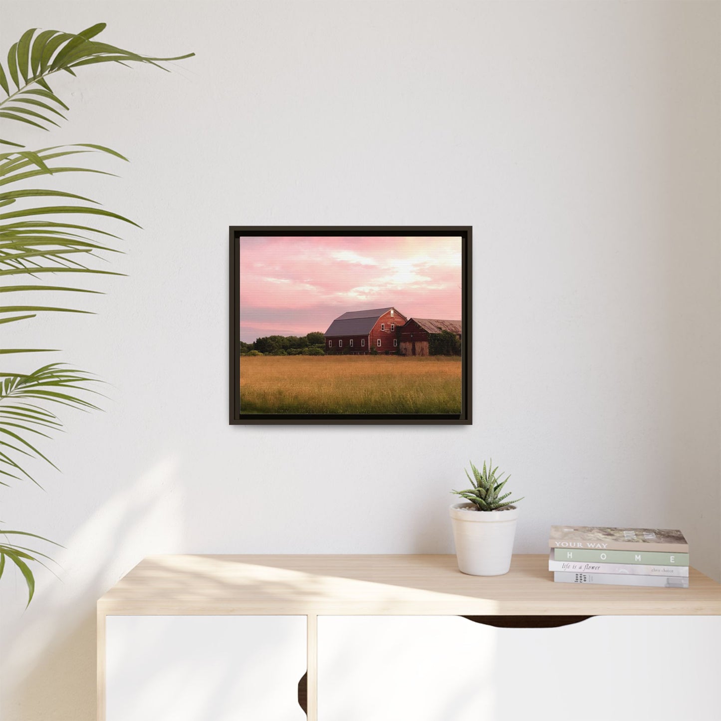Canvas Print in Frame - Red Barn at Dusk (original photograph by Kind River Studio)
