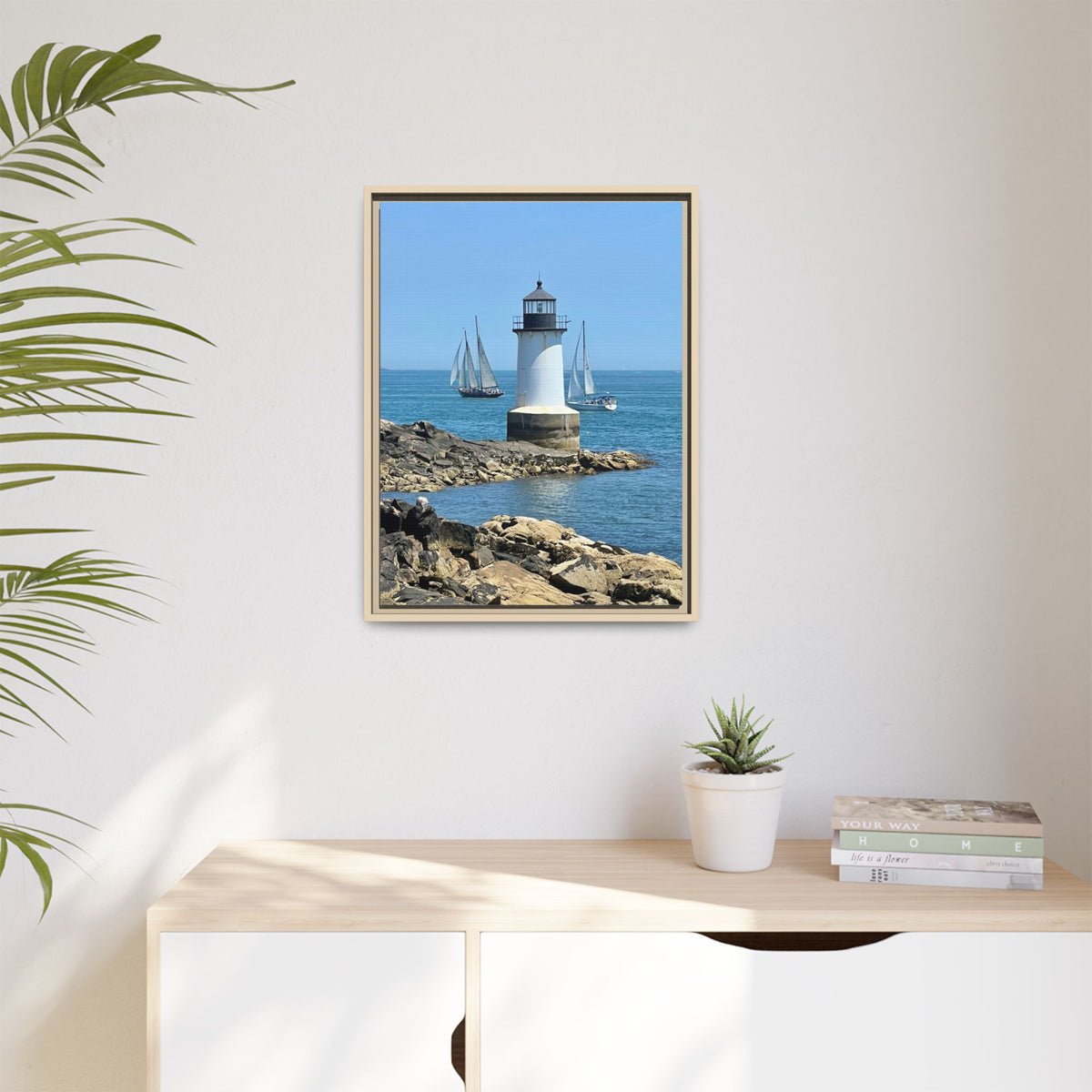 Coastal Lighthouse Canvas Framed Print (original photograph by Kind River Studio)