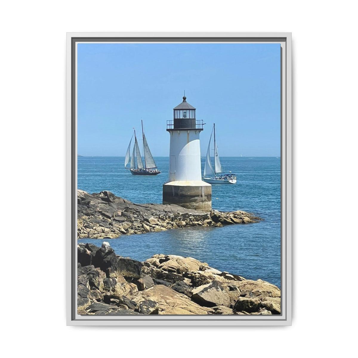 Coastal Lighthouse Canvas Framed Print (original photograph by Kind River Studio)