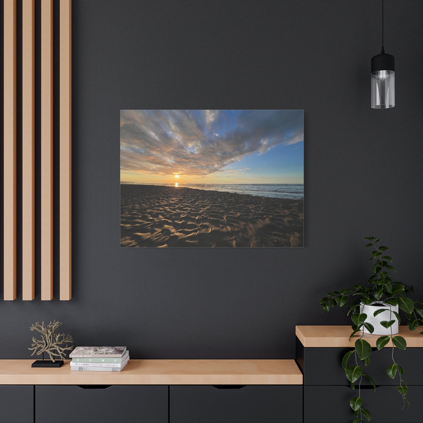 Canvas Print - Sunset Beach Textured Seascape Cape Cod (original photograph by Kind River Studio)
