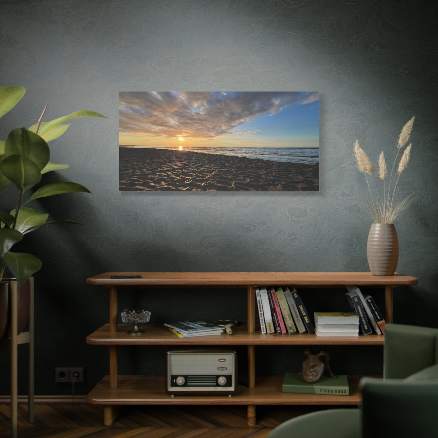 Canvas Print - Sunset Beach Textured Seascape Cape Cod (original photograph by Kind River Studio)