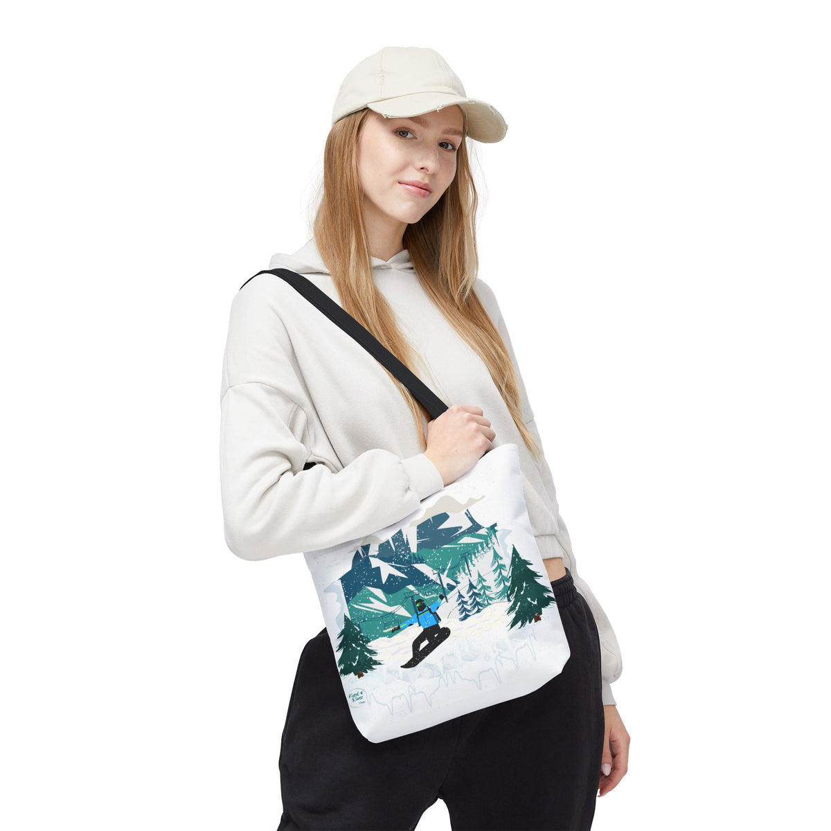 Snowboarder Mountain Tote Bag — Winter Sports Scenic Tote