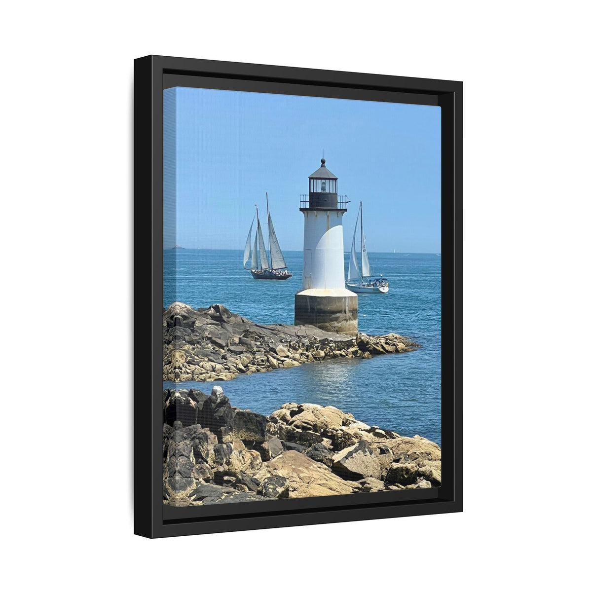Coastal Lighthouse Canvas Framed Print (original photograph by Kind River Studio)