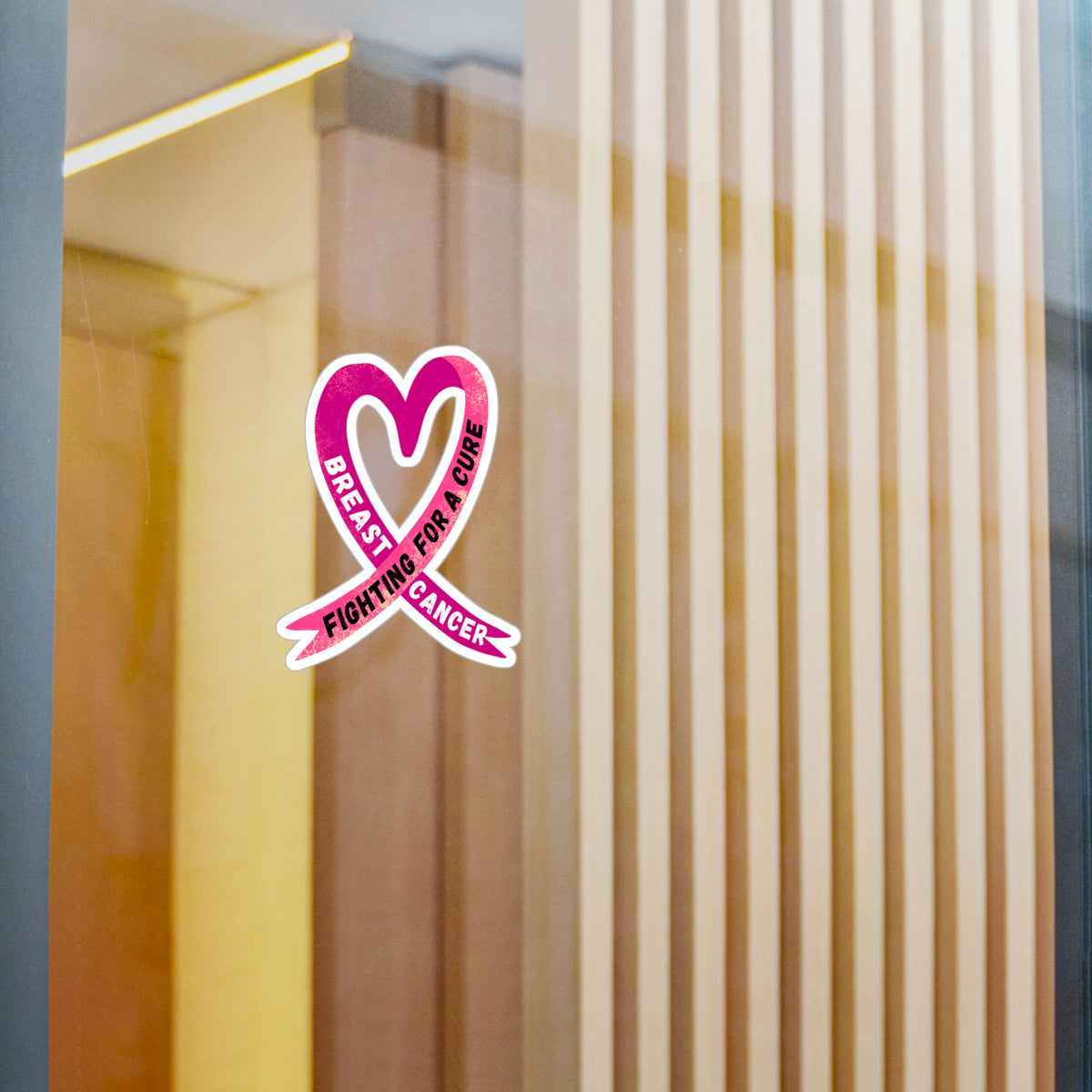 Breast Cancer Awareness Ribbon Kiss-Cut Vinyl Decal – "Fighting for a Cure"