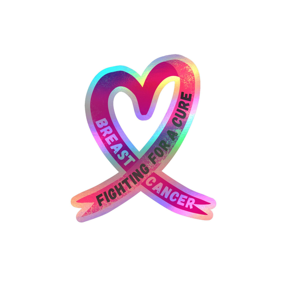 Breast Cancer Awareness Ribbon Kiss-Cut Vinyl Decal – "Fighting for a Cure"