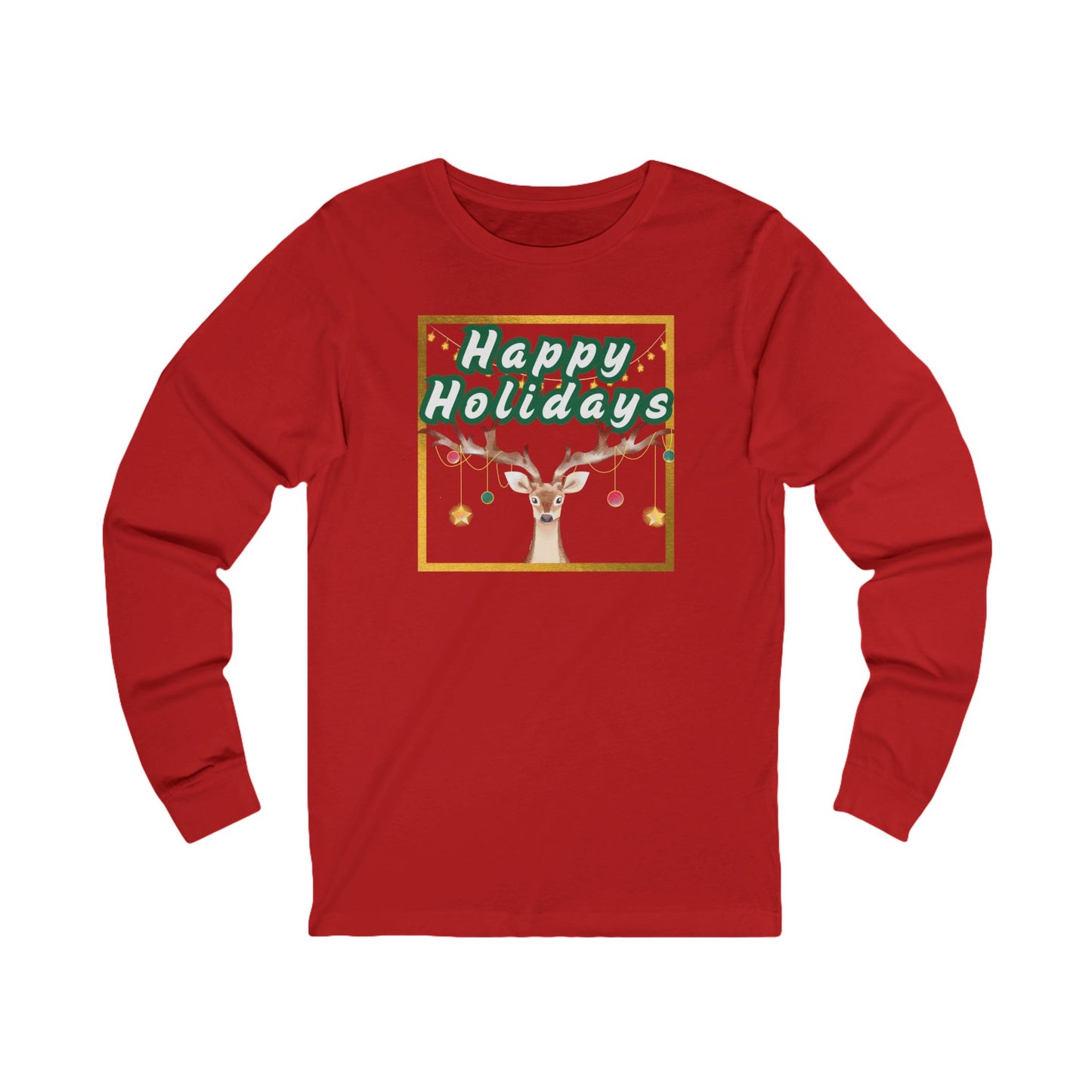 Tee - Long Sleeve (Adult) - Happy Holidays, Deer