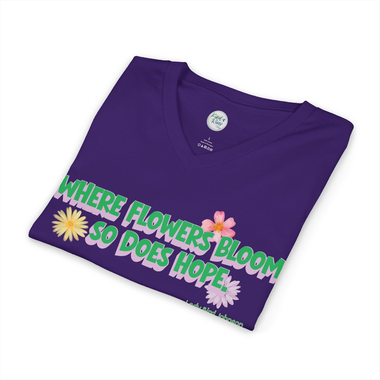 Where Flowers Bloom V-Neck Tee (Adult)