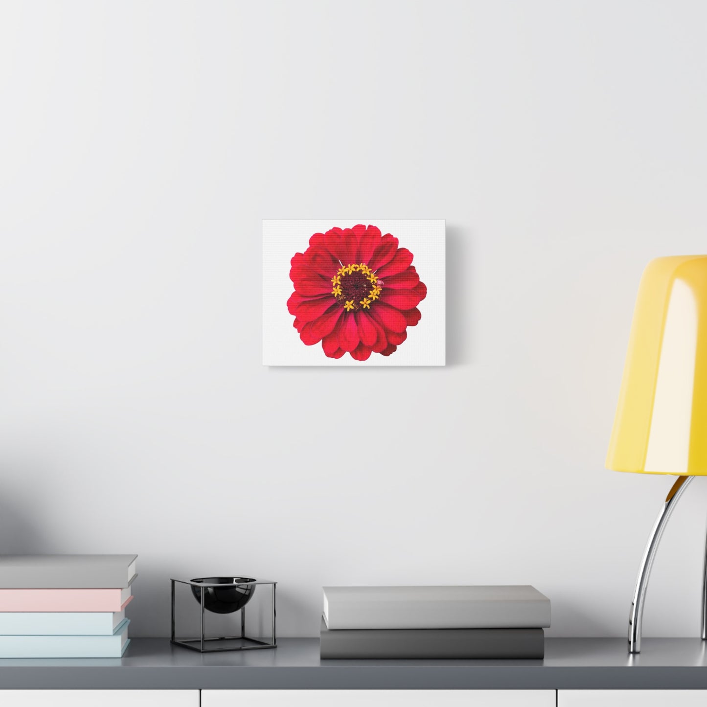 Canvas Print - One Red Zinnia (original photograph by Kind River Studio)