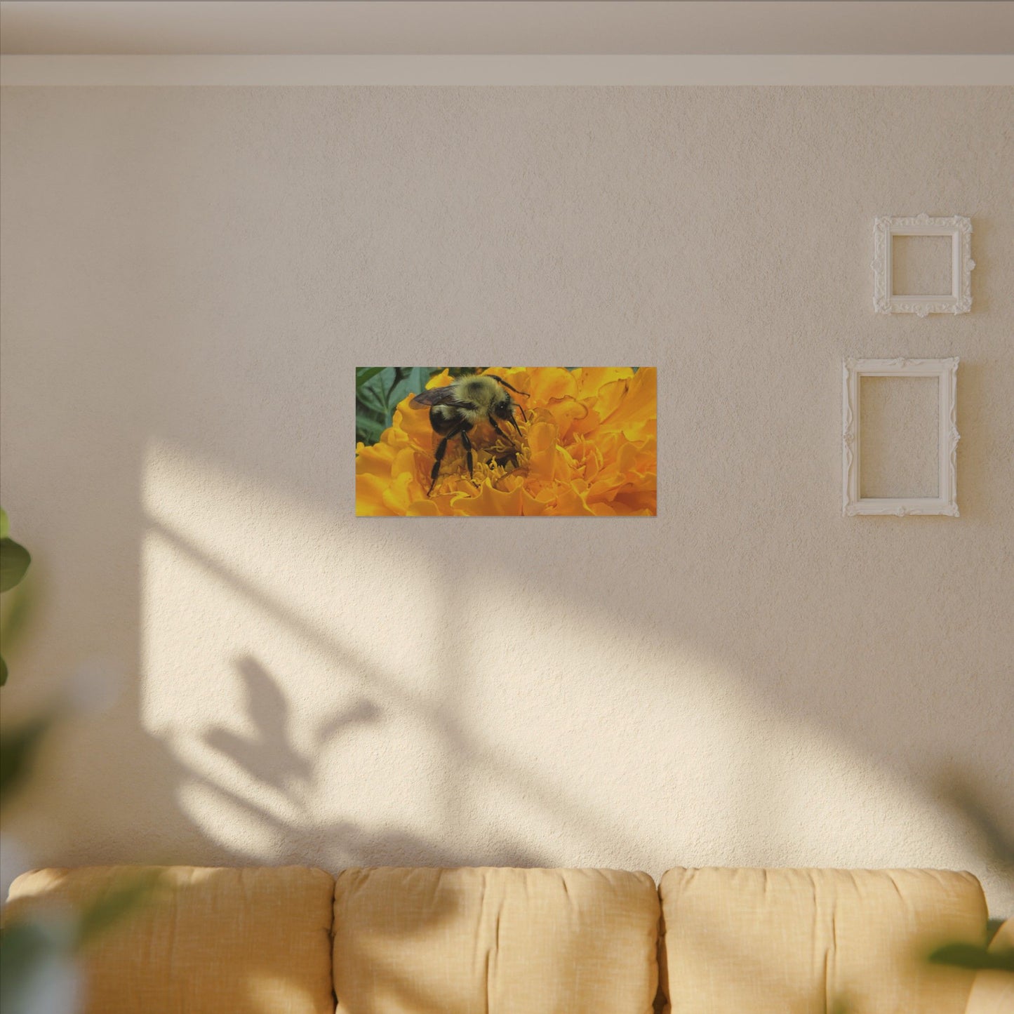 Canvas Print - Bee on Marigold MA (original photograph by Kind River Studio)