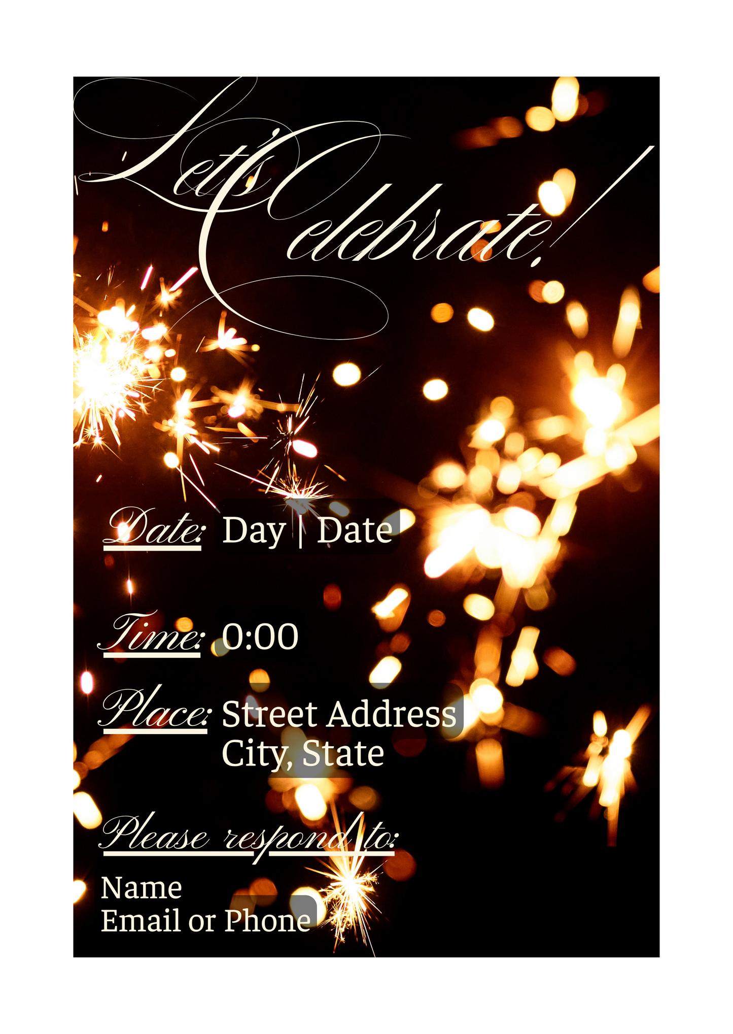 Customizable Invitation - Celebrate (Sparklers) | Digital Download Only
