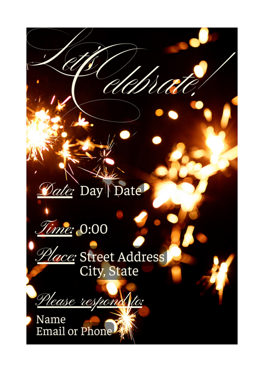Customizable Invitation - Celebrate (Sparklers) | Digital Download Only