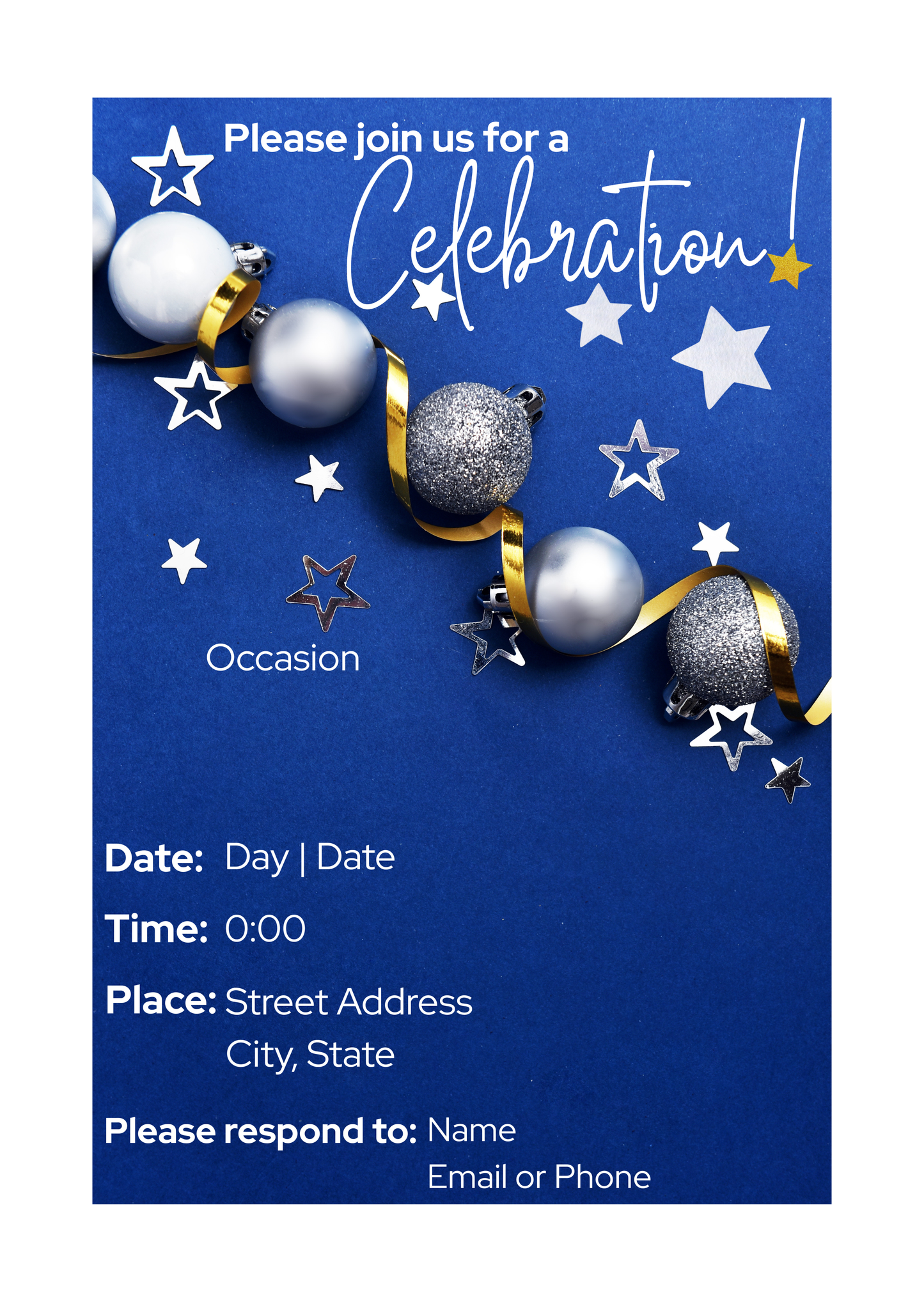 Customizable Invitation - Celebrate (Starry Blue) | Digital Download Only